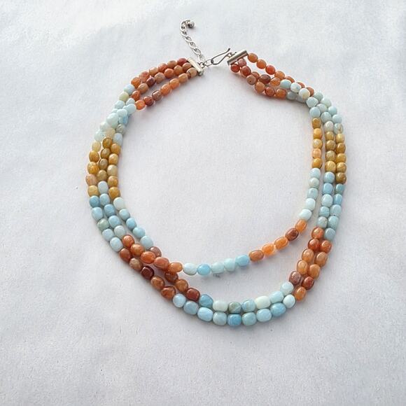 Jay King Multi Stone Necklace 18" Blue Aquamarine Red Agate New Western - Picture 2 of 10